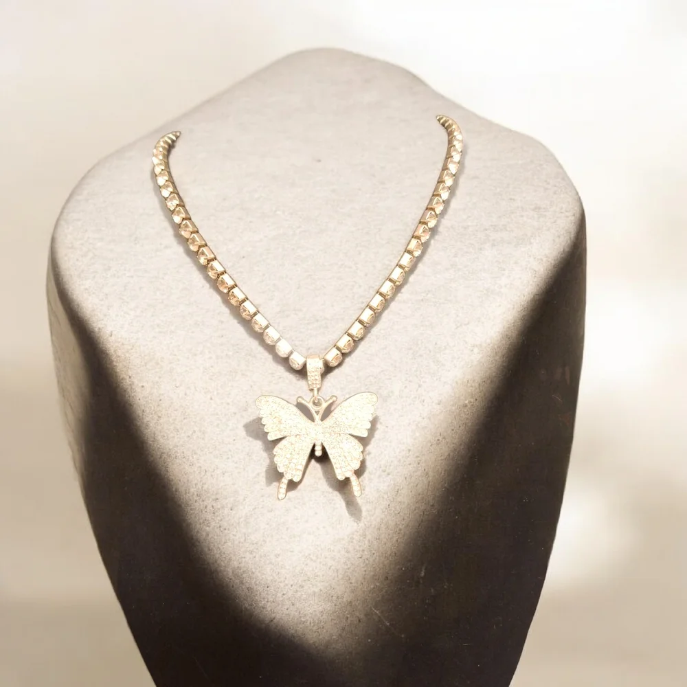 Gold Butterfly Pendant Necklace
